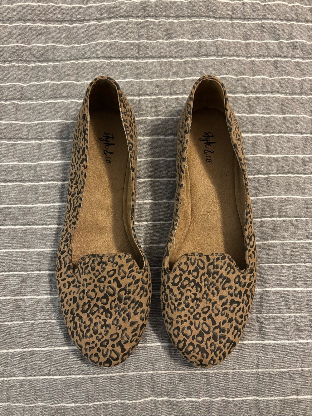 Style & Co. Leopard-Print Slip-On Flats in Tan and Black